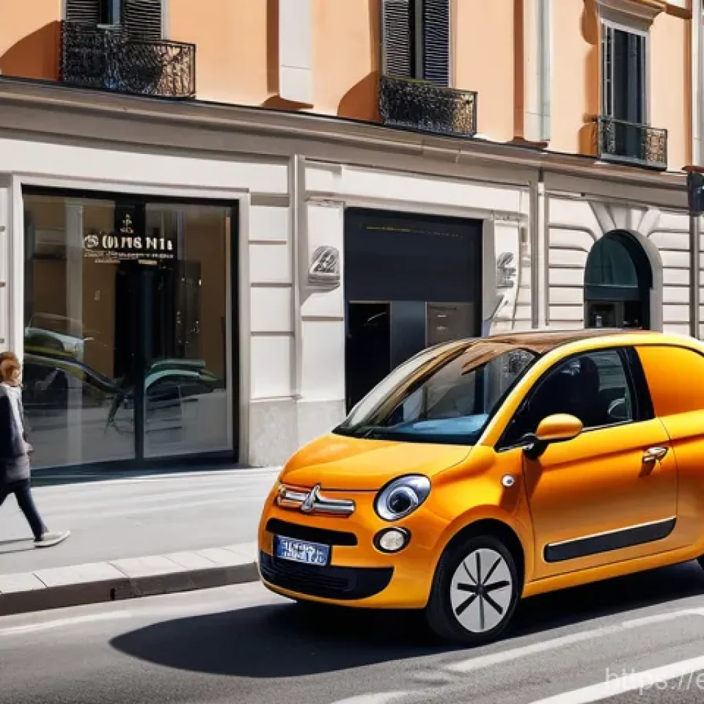 스텔란티스와 유럽 전기차 시장 점유율 - **Stellantis Electric Cityscape:** A vibrant and dynamic street scene in a picturesque European city...